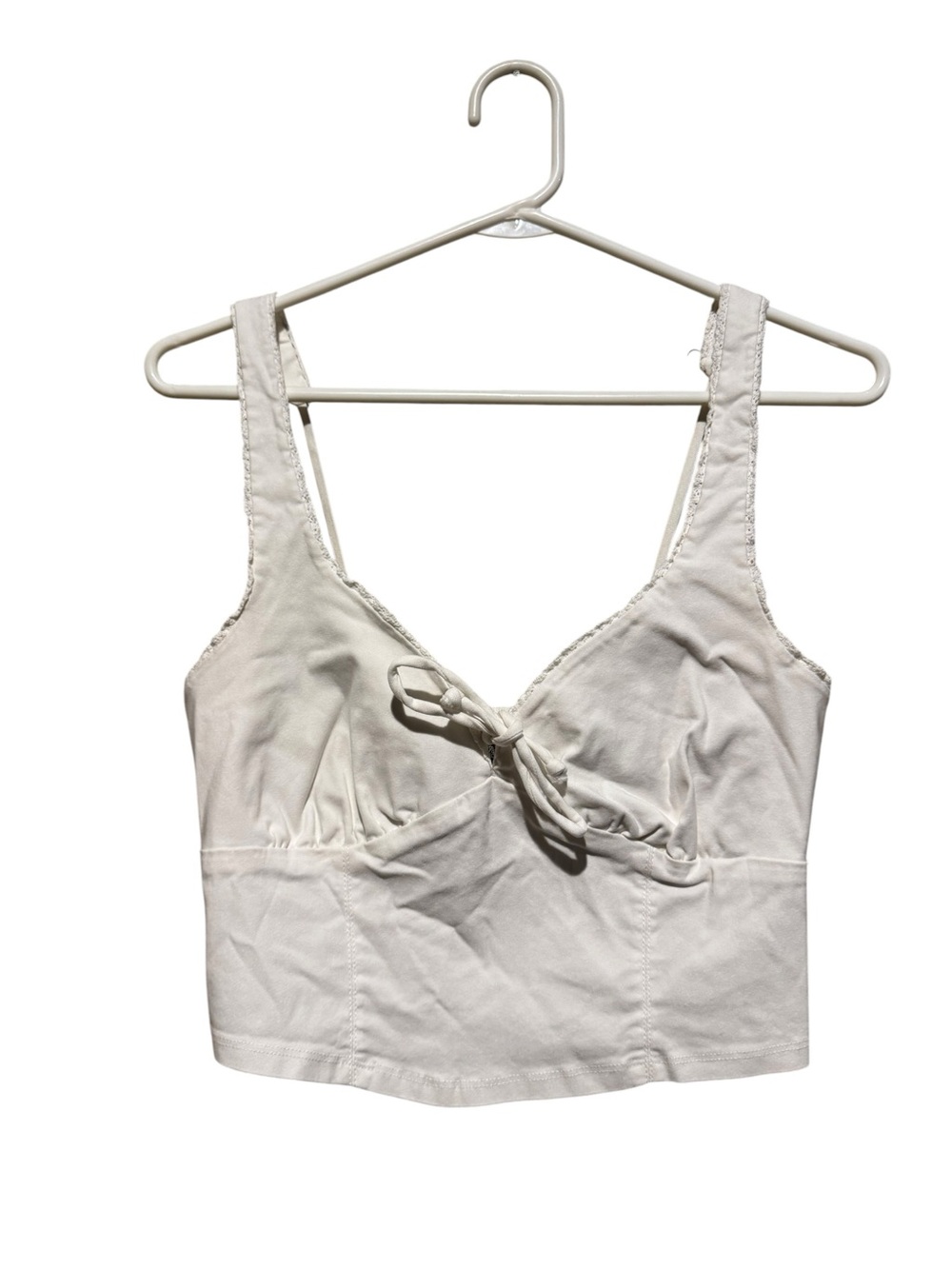 wild fable‎ White Cropped Tie-Front Tank Top